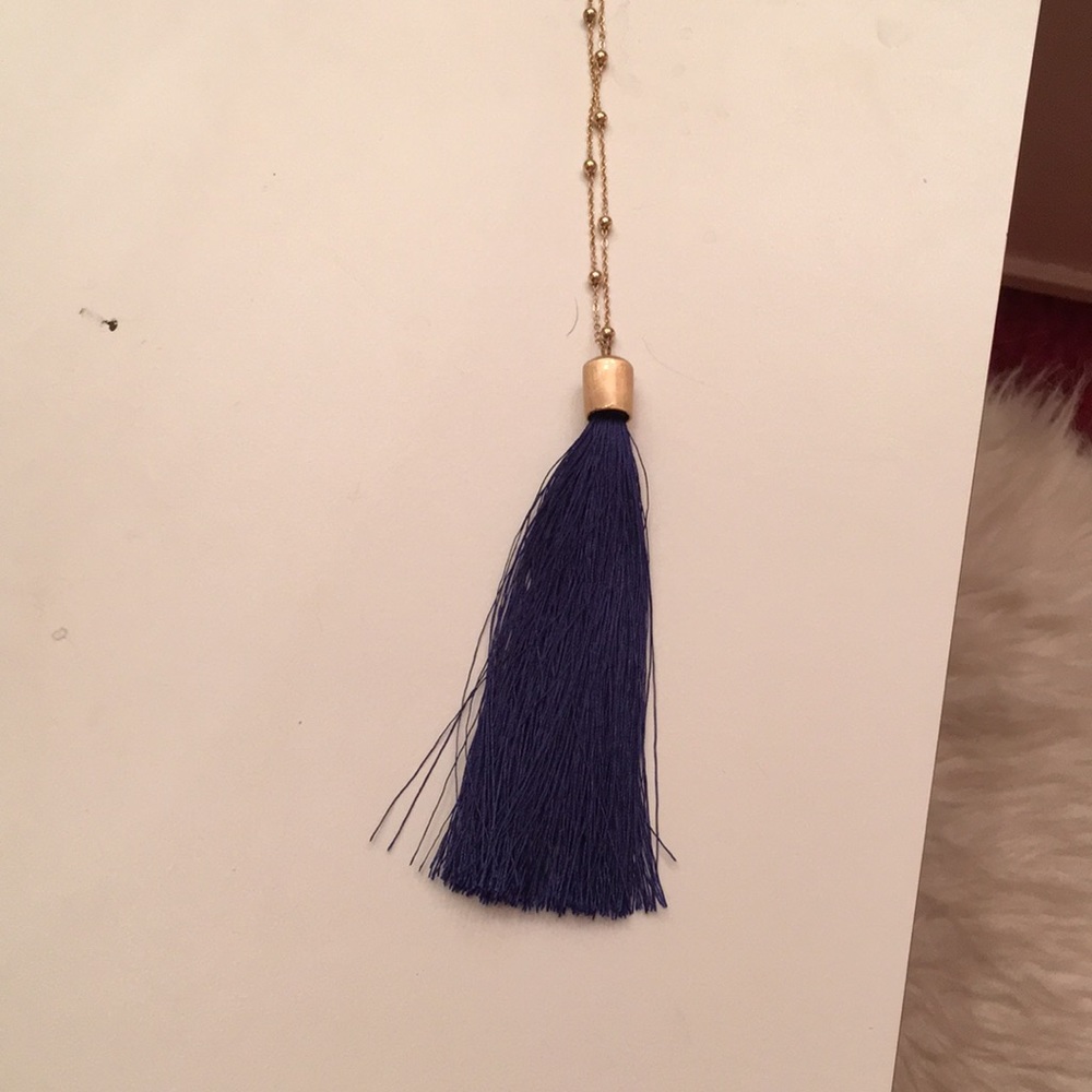 Navy tassel necklace